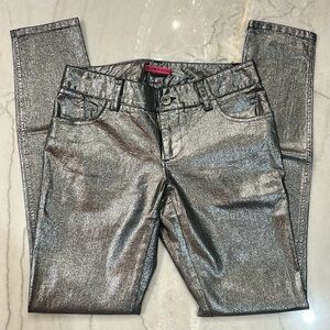 Alice + Olivia Silver & Black Metallic Pants